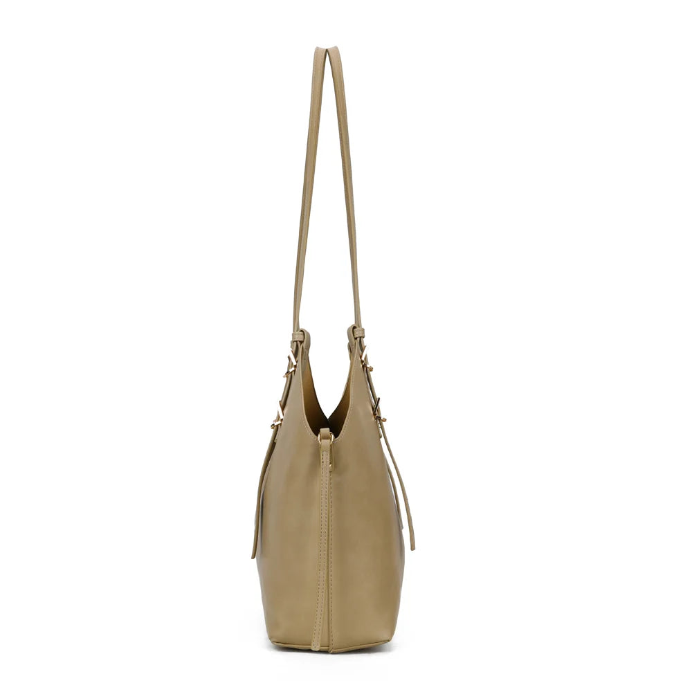 Élance taupe de profil : un soufflet de 13 cm pour glisser tous vos essentiels – réf. A-8721-1