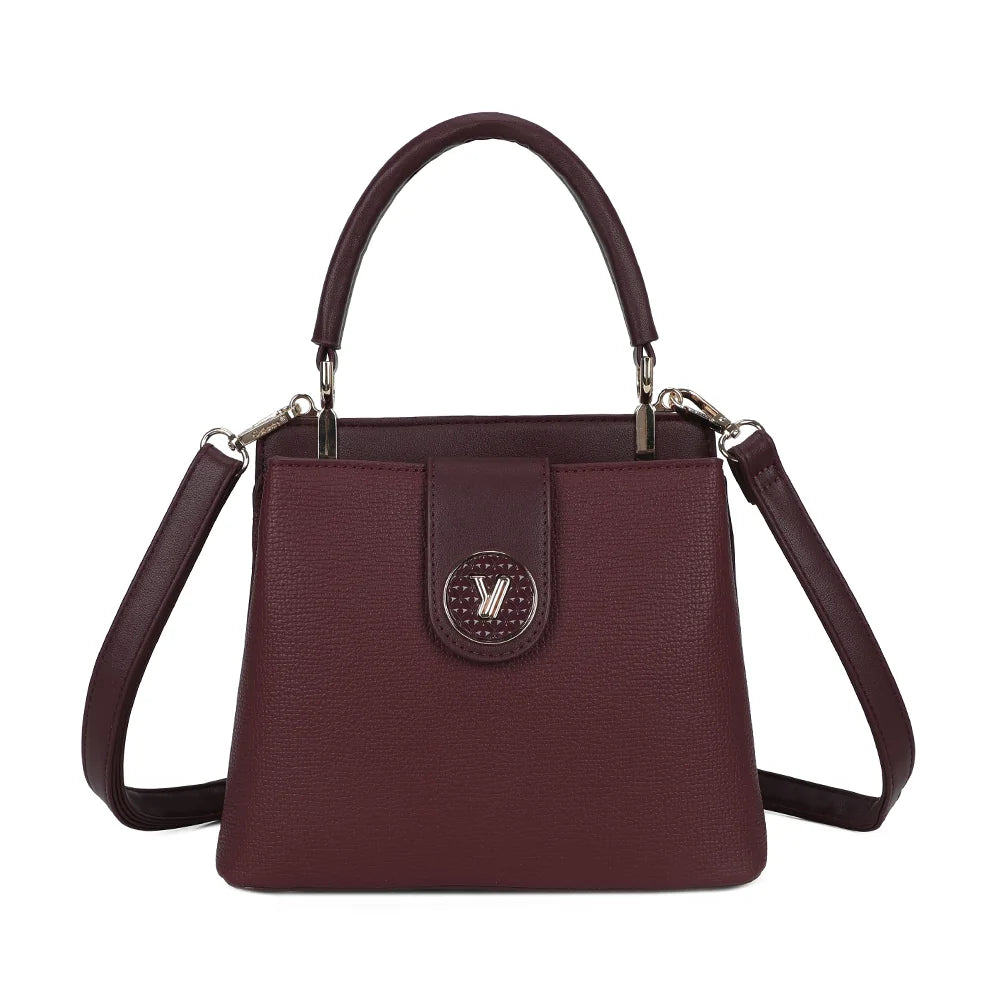 Sac à main femme Le Florentin bordeaux, médaillon doré et anse arrondie – Gallantry Paris – réf. A-9121-1
