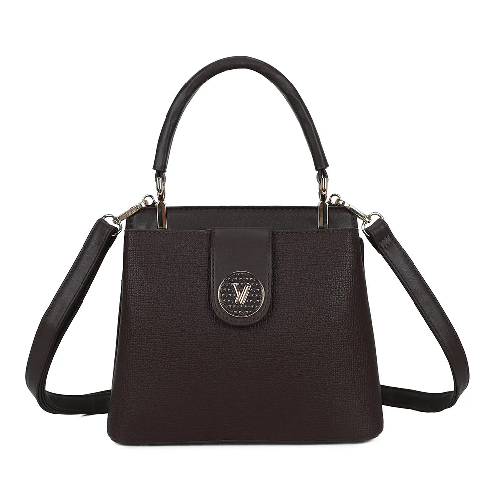 Sac à main femme Le Florentin coffee, médaillon doré et anse arrondie – Gallantry Paris – réf. A-9121-1