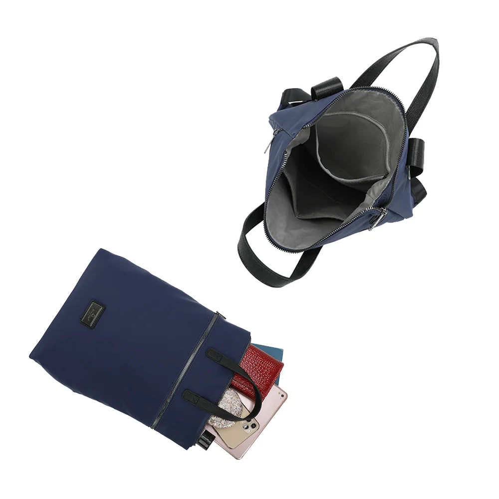 Intérieur du Folder marine : doublure grise et trois compartiments pour ranger carnet, portefeuille et smartphone – réf. Z-83044