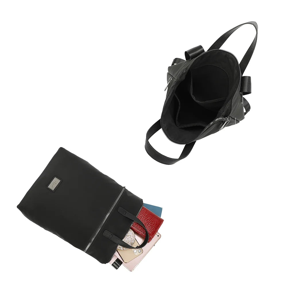Intérieur du Folder noir : doublure grise et trois compartiments pour ranger carnet, portefeuille et smartphone – réf. Z-83044