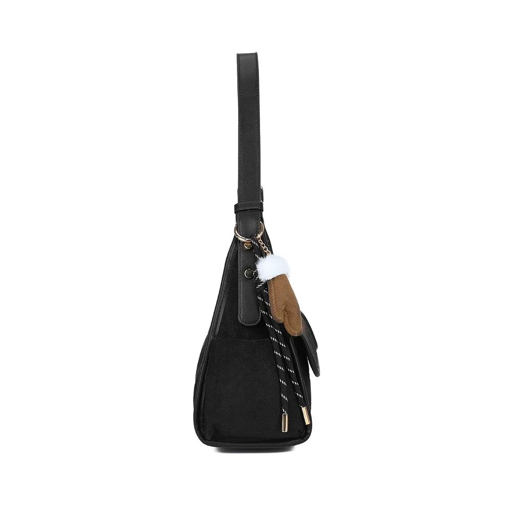 Profil du Harper noir : silhouette allongée de 12 cm de profondeur, bandoulière réglable à boucle – réf. R-2056
