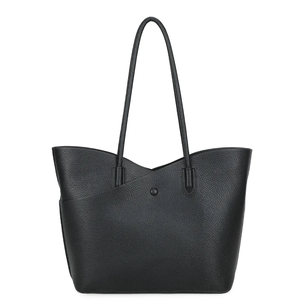 Dos du cabas Le Hudson coloris noir, simili cuir grainé à la surface souple et uniforme – réf. R-2054