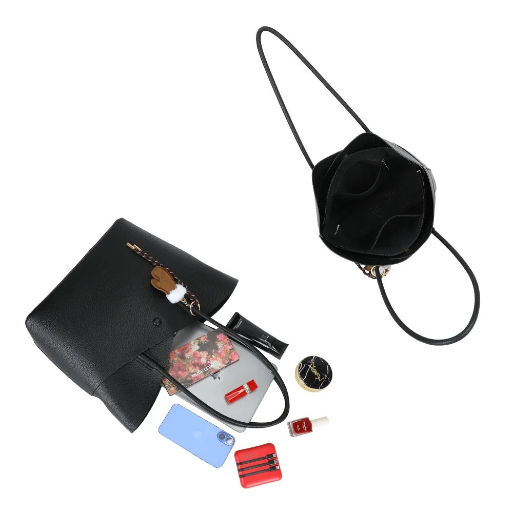 Intérieur du Hudson coloris noir : grand compartiment et poches plaquées pour tablette et essentiels – réf. R-2054