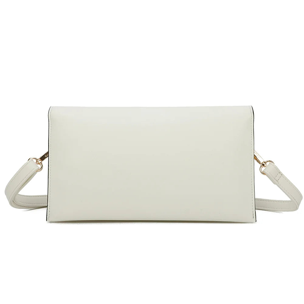 Dos de la pochette Le Joyau blanc, ligne épurée et surface synthétique lisse aux bords passepoilés – réf. R-1682