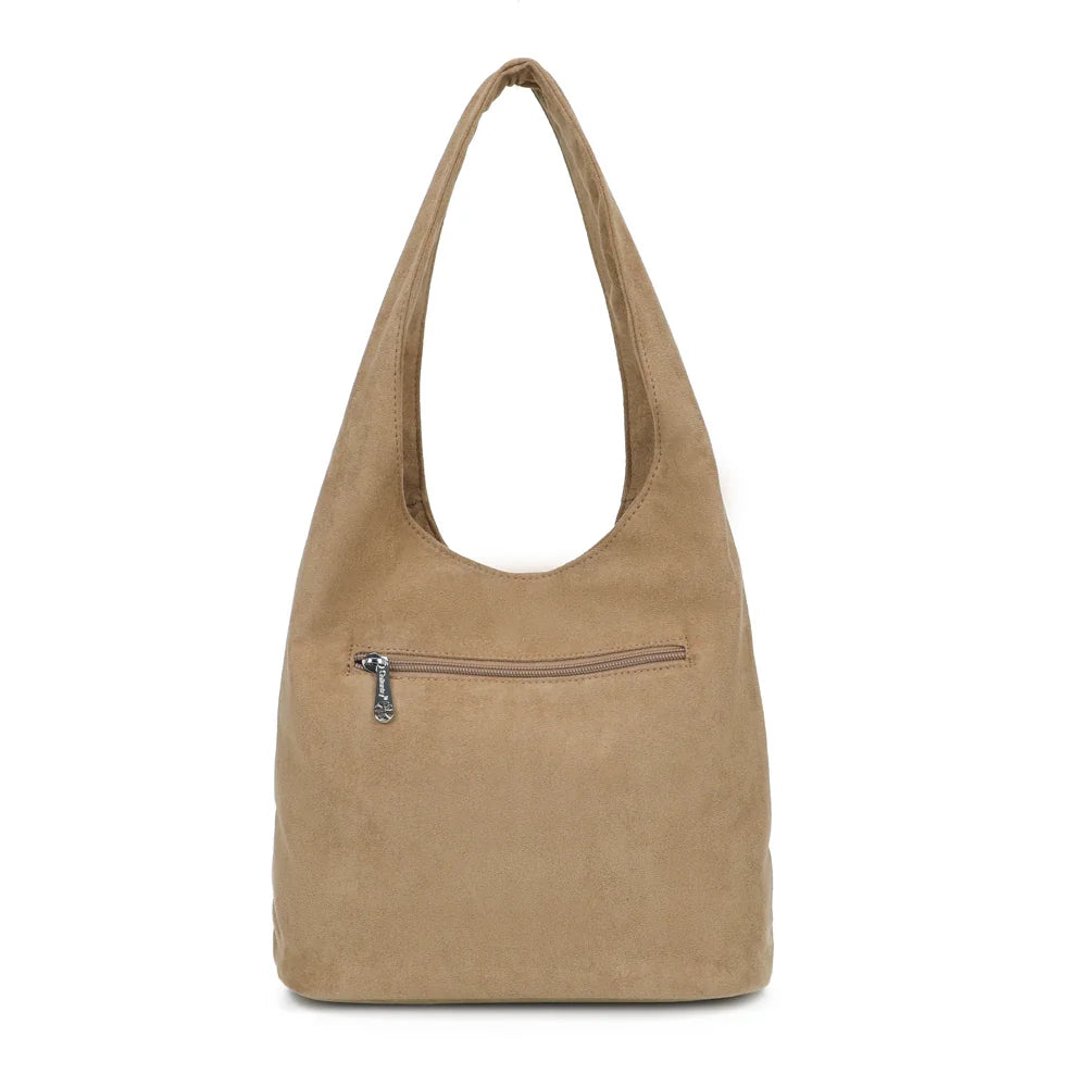 Dos du Kalyss taupe foncé avec sa poche zippée pour garder les petits essentiels à portée de main – réf. R-2083