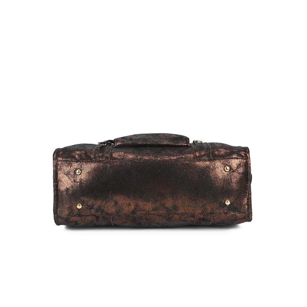Dessous du Luxor bronze : base large pour un sac cabas qui tient bien sa forme – réf. M-1979-10