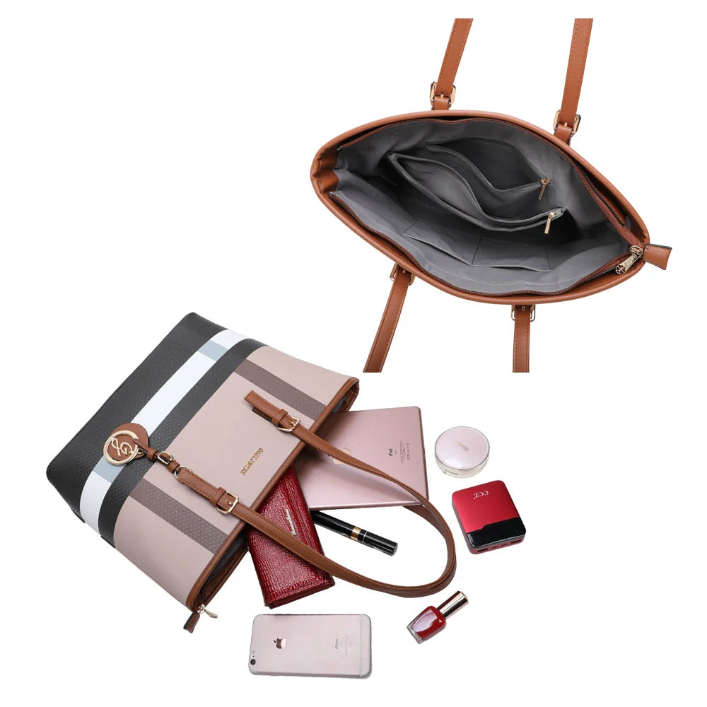 Intérieur du Le Marély taupe/marron : fermeture zippée, poches et compartiments pour s’organiser – réf. G-7419