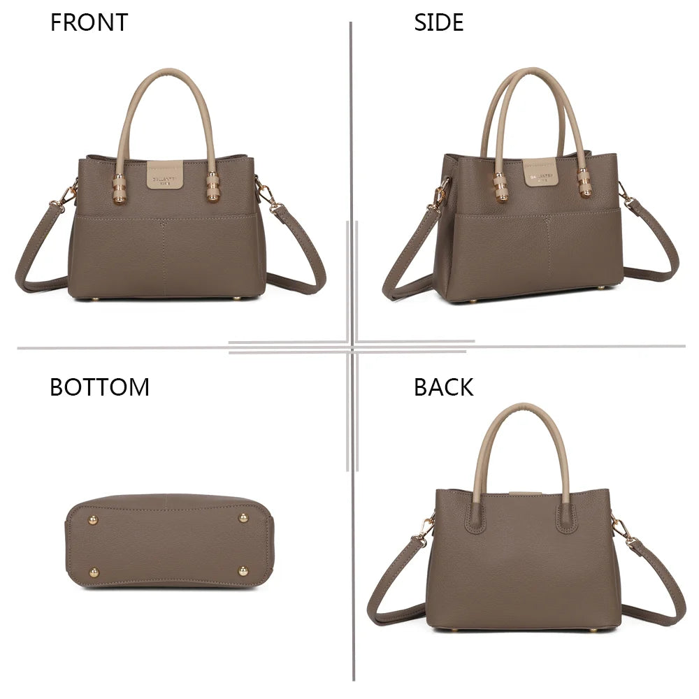 Le Marly taupe/beige sous quatre angles : face, côté, dessous et dos, en simili cuir grainé – réf. KJ-62110