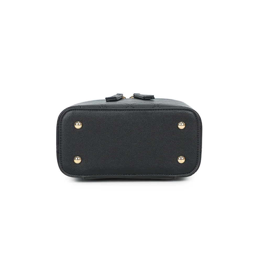 Dessous du Mini Bambino noir, base rectangulaire structurée du sac vanity – réf. R-1918-4