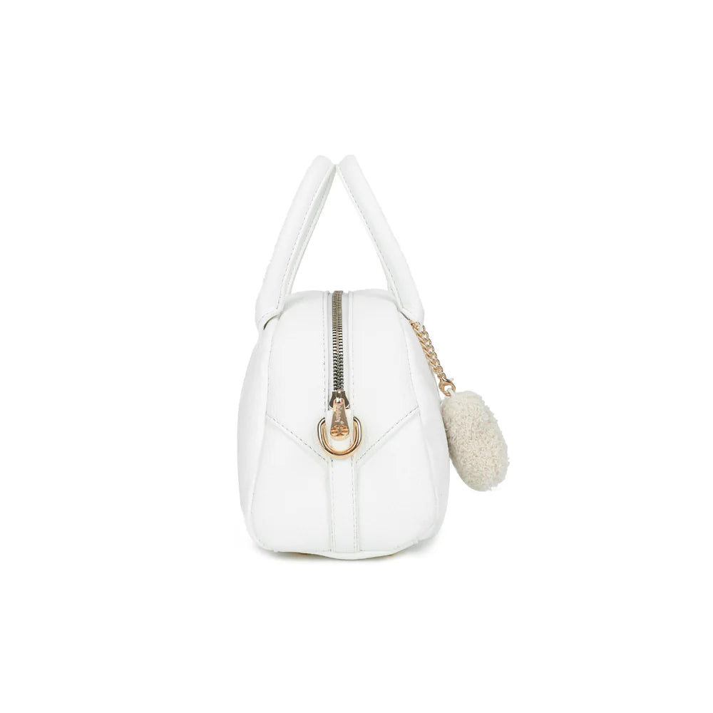 Profil du Mistral blanc : forme arrondie de 12 cm de profondeur et anneau doré pour la bandoulière – réf. R-2070