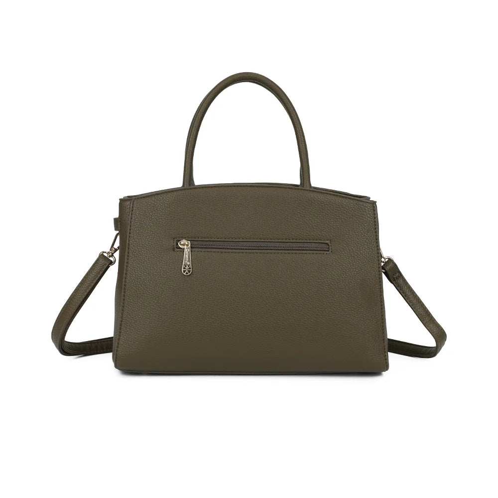 Dos du Monceau vert foncé avec sa poche extérieure zippée, pratique pour les petits essentiels – réf. KJ-62097