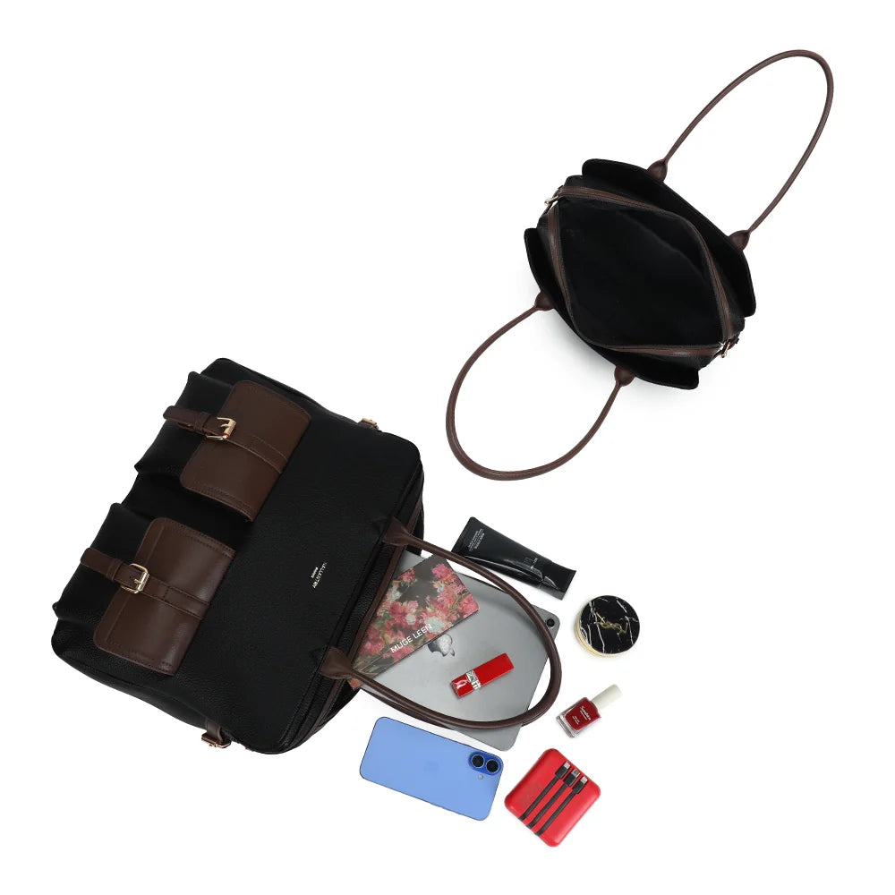 Le Monroe café ouvert : grand compartiment zippé qui accueille tablette, carnet et téléphone – réf. R-2055