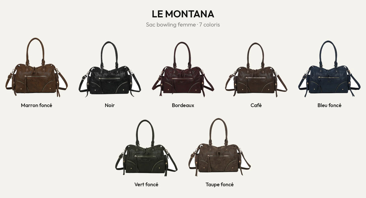 Le Montana, sac bowling femme effet vieilli, dans ses 7 coloris – Gallantry Paris – réf. R-2074-1