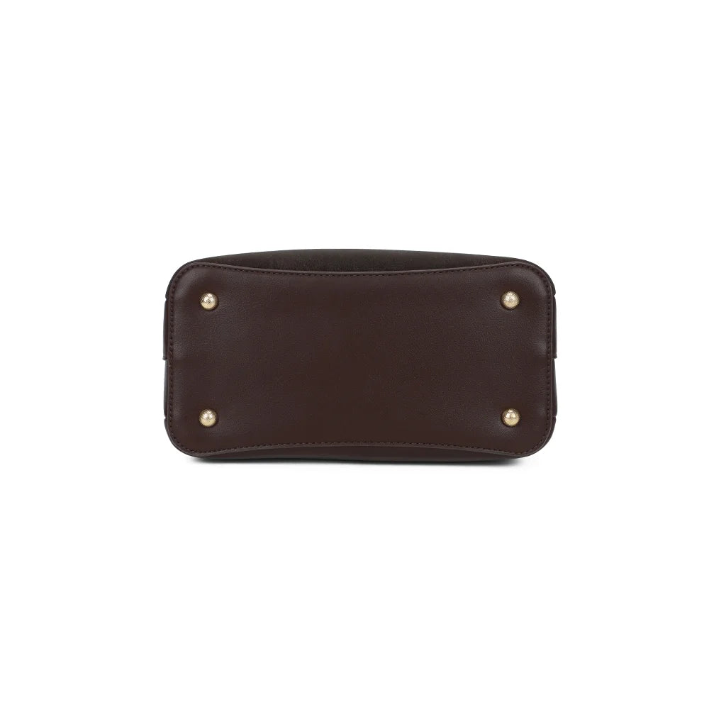 Dessous du sac Le Noctis café, vu à plat pour apprécier sa base – réf. G-7504-2