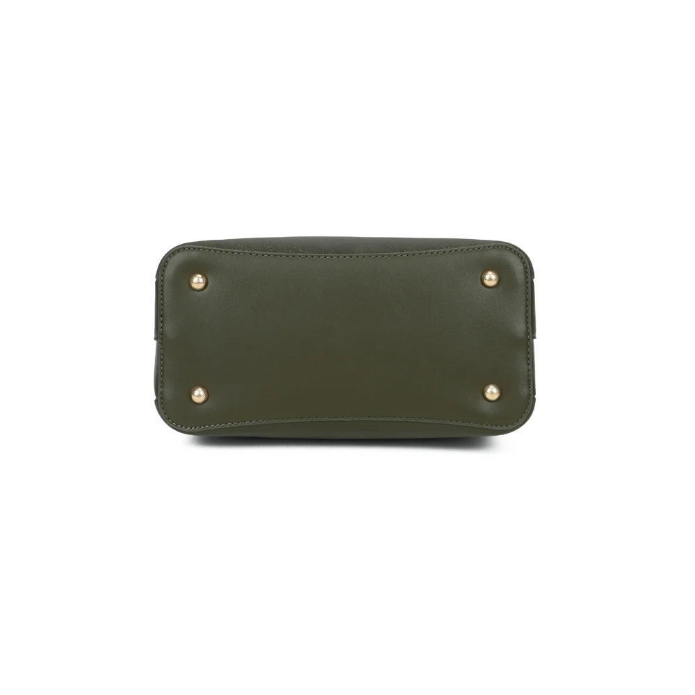 Dessous du sac Le Noctis vert foncé, vu à plat pour apprécier sa base – réf. G-7504-2