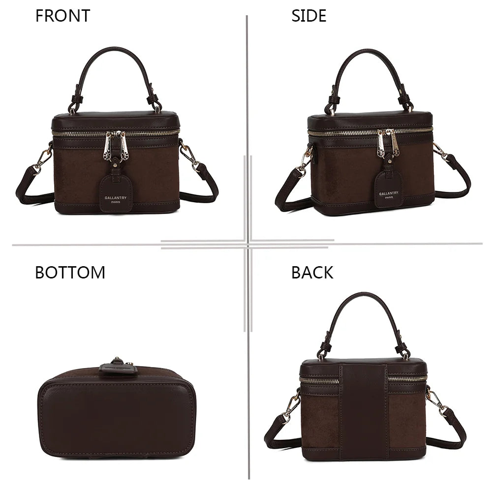 Le Nohé coffee sous quatre angles : face, profil, dessous et dos de ce petit sac vanity – réf. A-9187