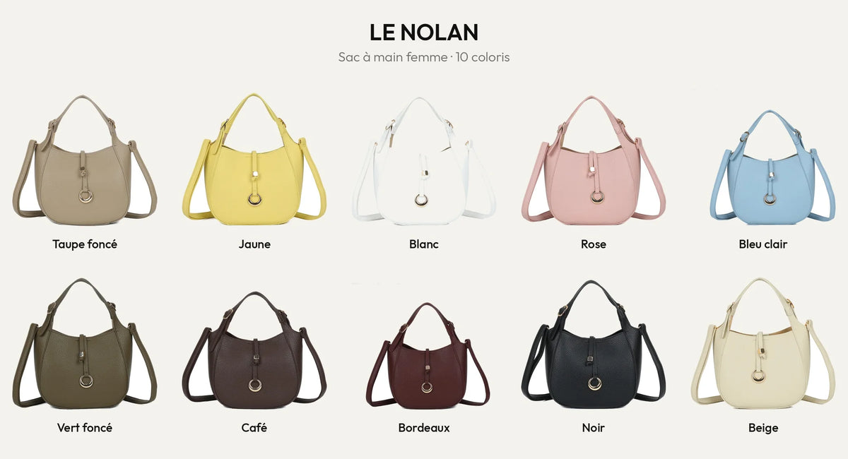 Sac à main femme Le Nolan en simili cuir grainé, 10 coloris – Gallantry Paris – réf. KJ-62098