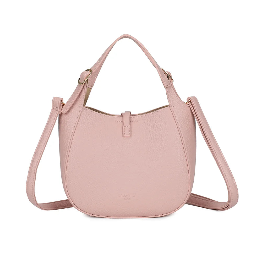 Dos du Le Nolan rose, surface grainée épurée et poignée réglable par boucles dorées – réf. KJ-62098