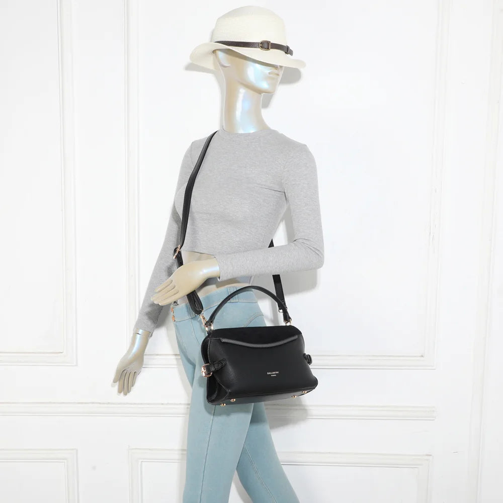 Sac à main femme Le Odrane noir porté à la main ou en bandoulière, format intermédiaire – réf. R-2085