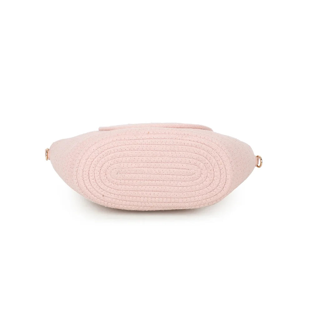 Dessous du Le Ondina rose : fond ovale en corde tressée enroulée, à la finition soignée – réf. A-9167
