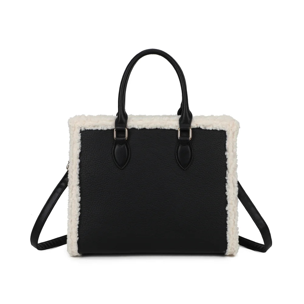 Dos du Le Oural noir, même simili cuir grainé à l’aspect patiné encadré de mouton écru – réf. A-9183