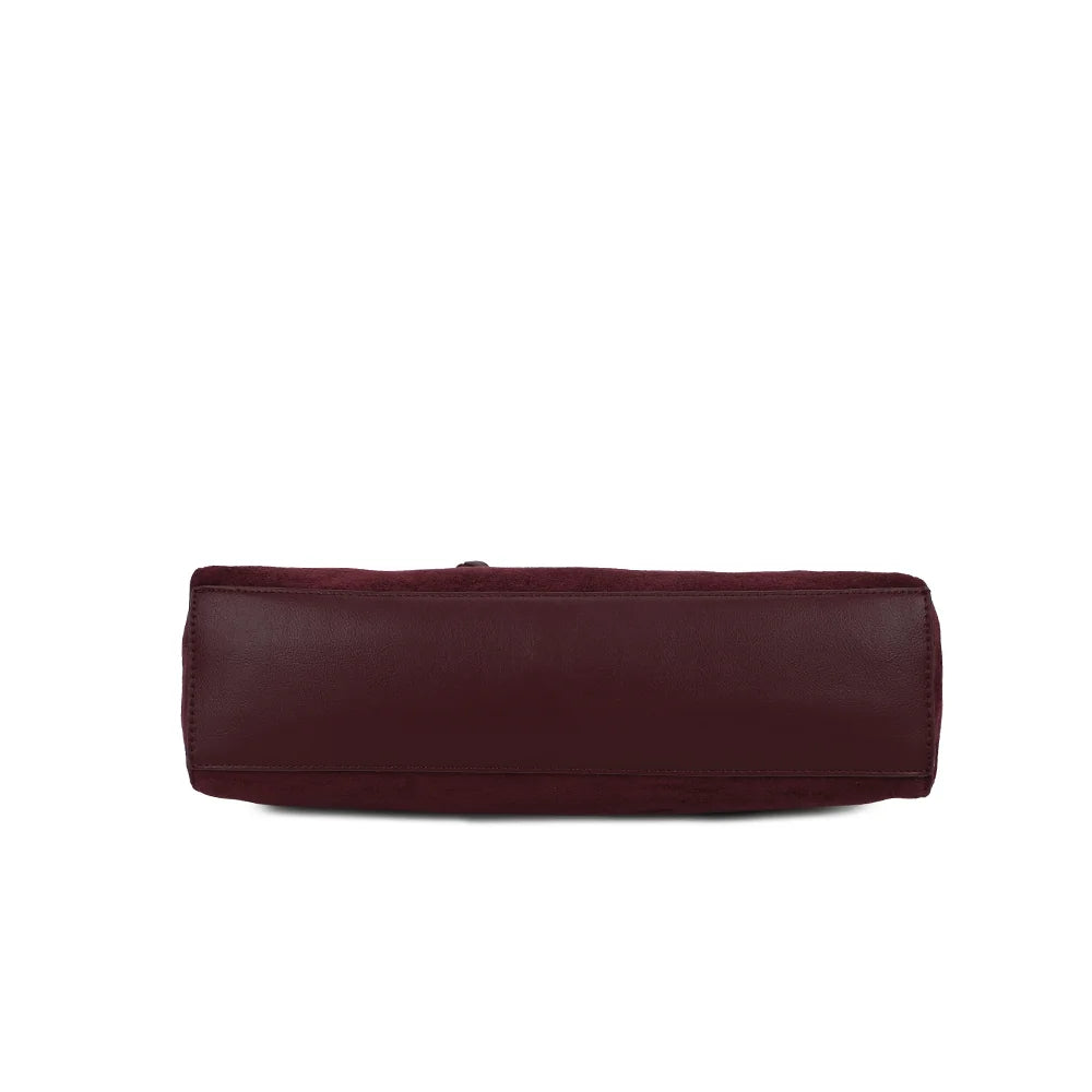 Dessous du Paloma bordeaux, forme rectangulaire structurée au revêtement aspect suédé – réf. M-9462