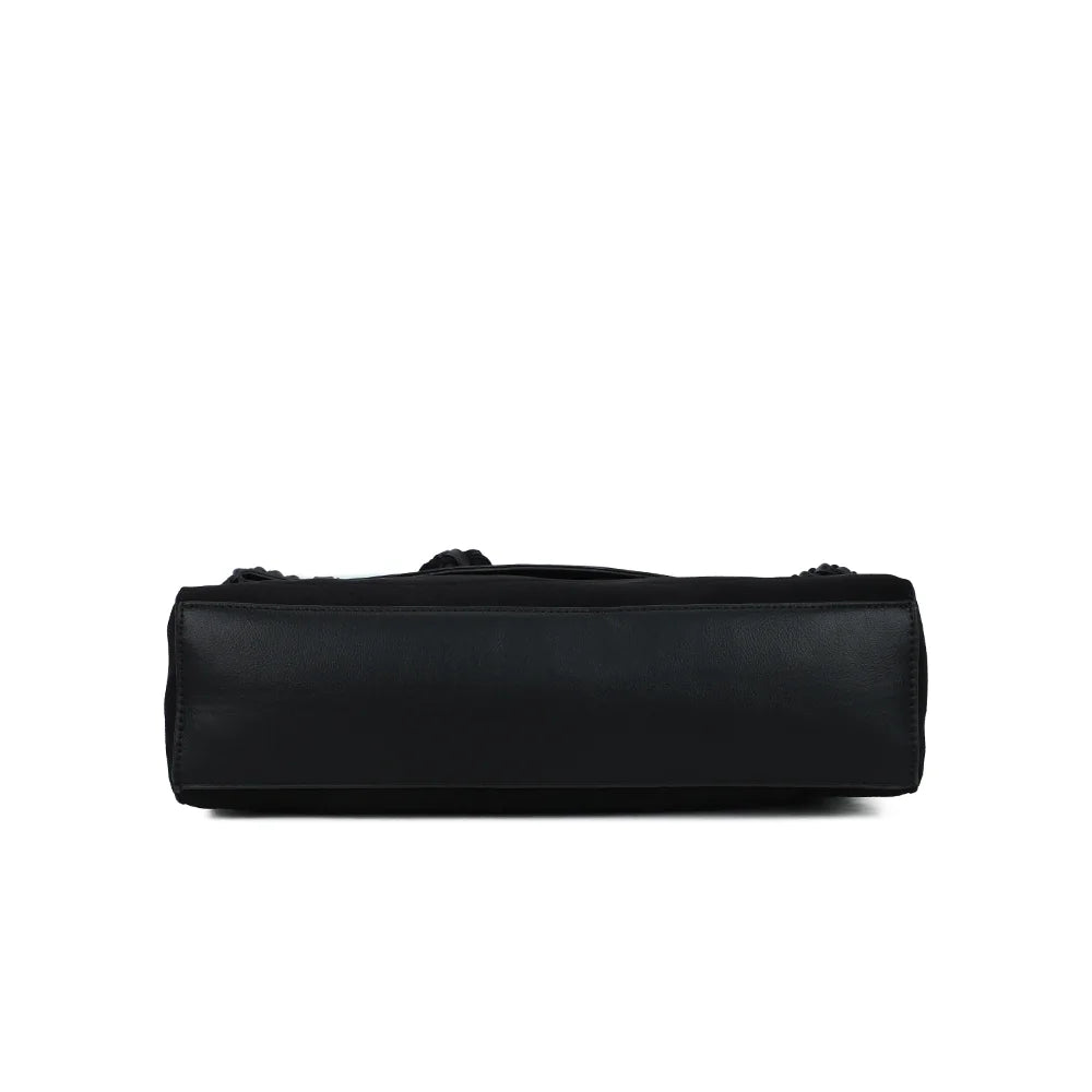 Dessous du Paloma noir, forme rectangulaire structurée au revêtement aspect suédé – réf. M-9462