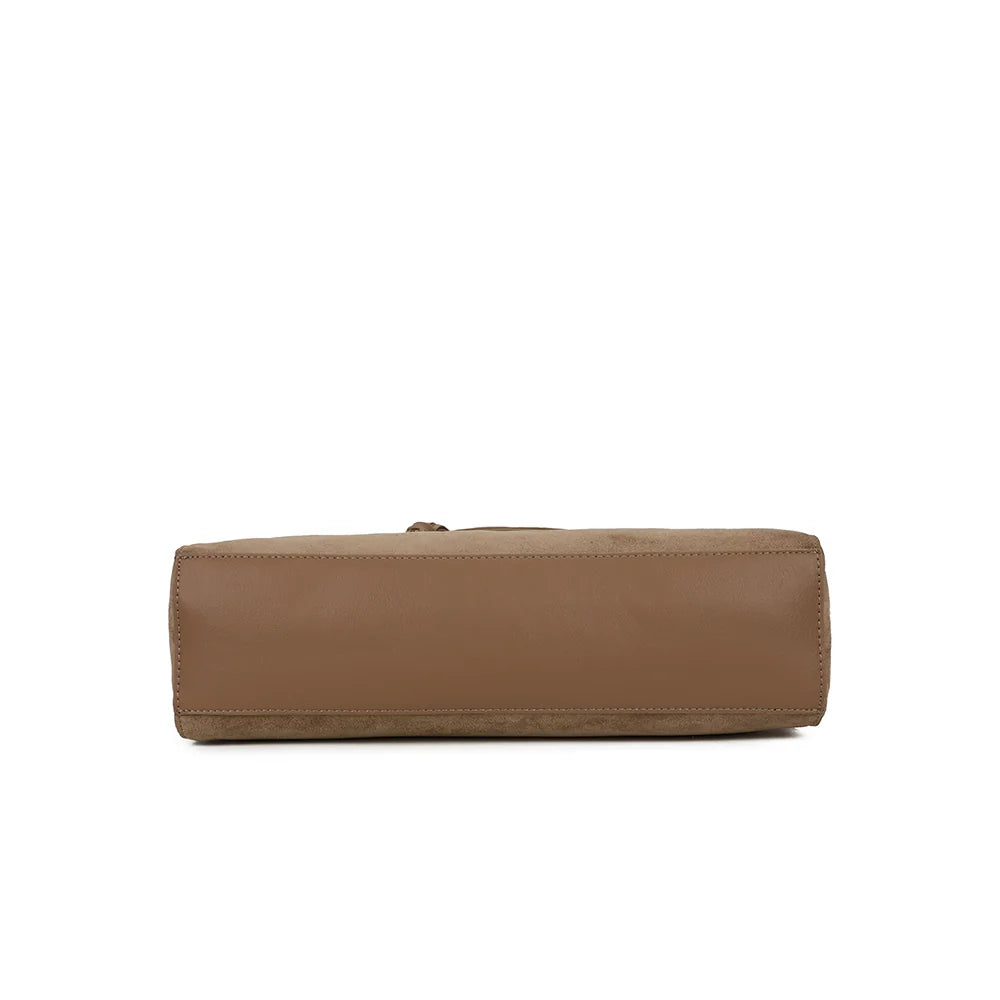 Dessous du Paloma taupe foncé, forme rectangulaire structurée au revêtement aspect suédé – réf. M-9462