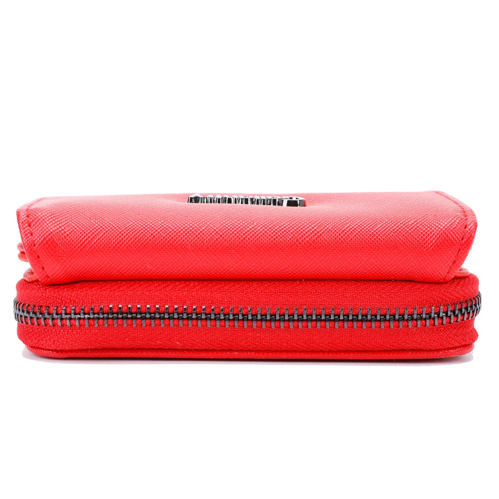 Dessous du portefeuille Le petit Complice rouge, finitions nettes et fermeture zippée – réf. L-29-1