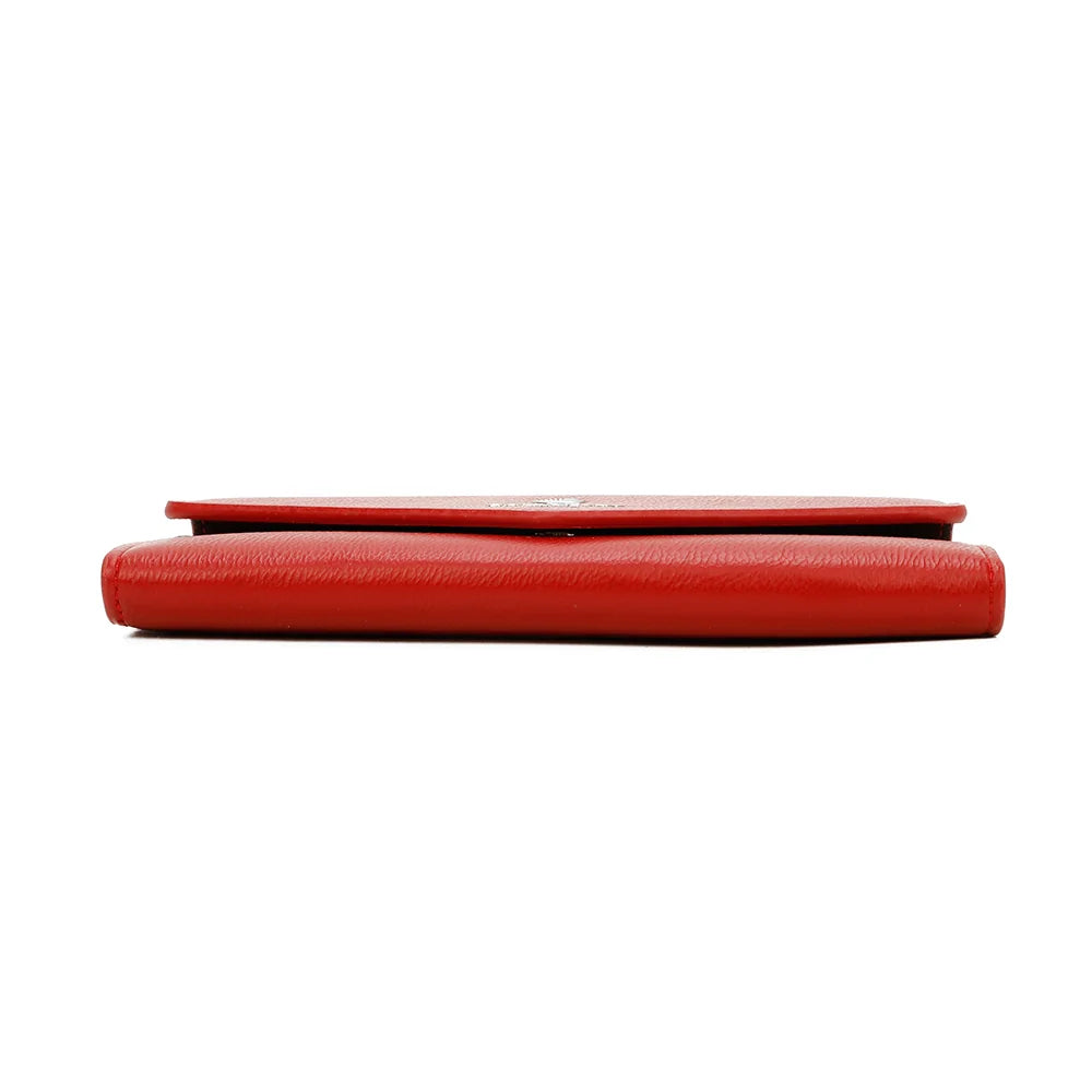 Dessous du portefeuille Le Petit Fidèle rouge, simili cuir grainé et finitions soignées – réf. YM-72012