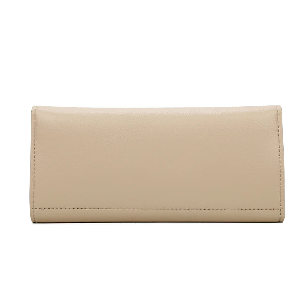 Dos épuré du portefeuille Le Petit Fidèle taupe, en simili cuir grainé aux surpiqûres ton sur ton – réf. YM-72012