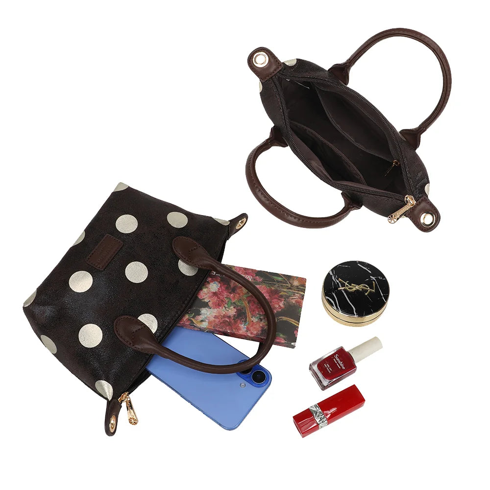 Intérieur du Le Polka café : compartiment zippé et poche intérieure pour les petits essentiels – réf. Z-05-10