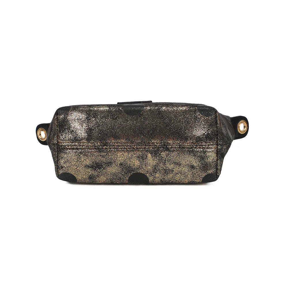 Dessous du sac à main Le Polka thegold, forme trapèze et imprimé à pois jusqu’à la base – réf. Z-05-10