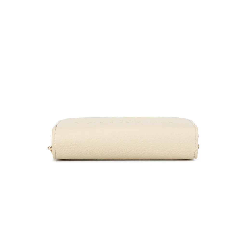 Dessous du portefeuille Le Précieux beige en simili cuir grainé, format fin et structuré – réf. SF-69052-1