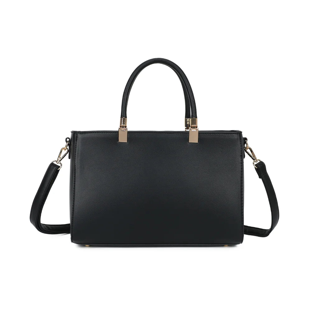 Dos du sac Le Quadrille noir, avec son jeu de panneaux lisses et effet suédé – réf. A-9172