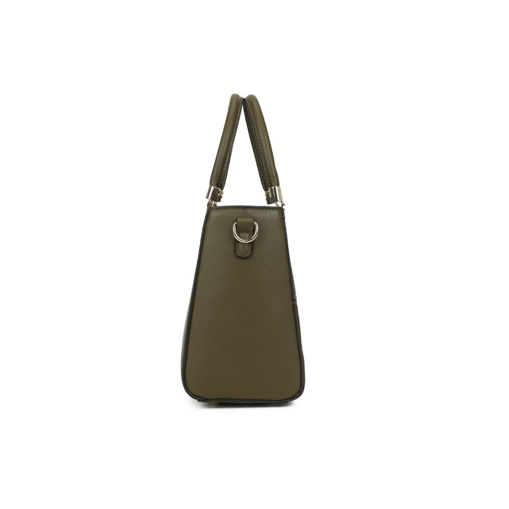 Profil du Quadrille vert foncé : soufflet de 12 cm et anneau doré pour attacher la bandoulière – réf. A-9172