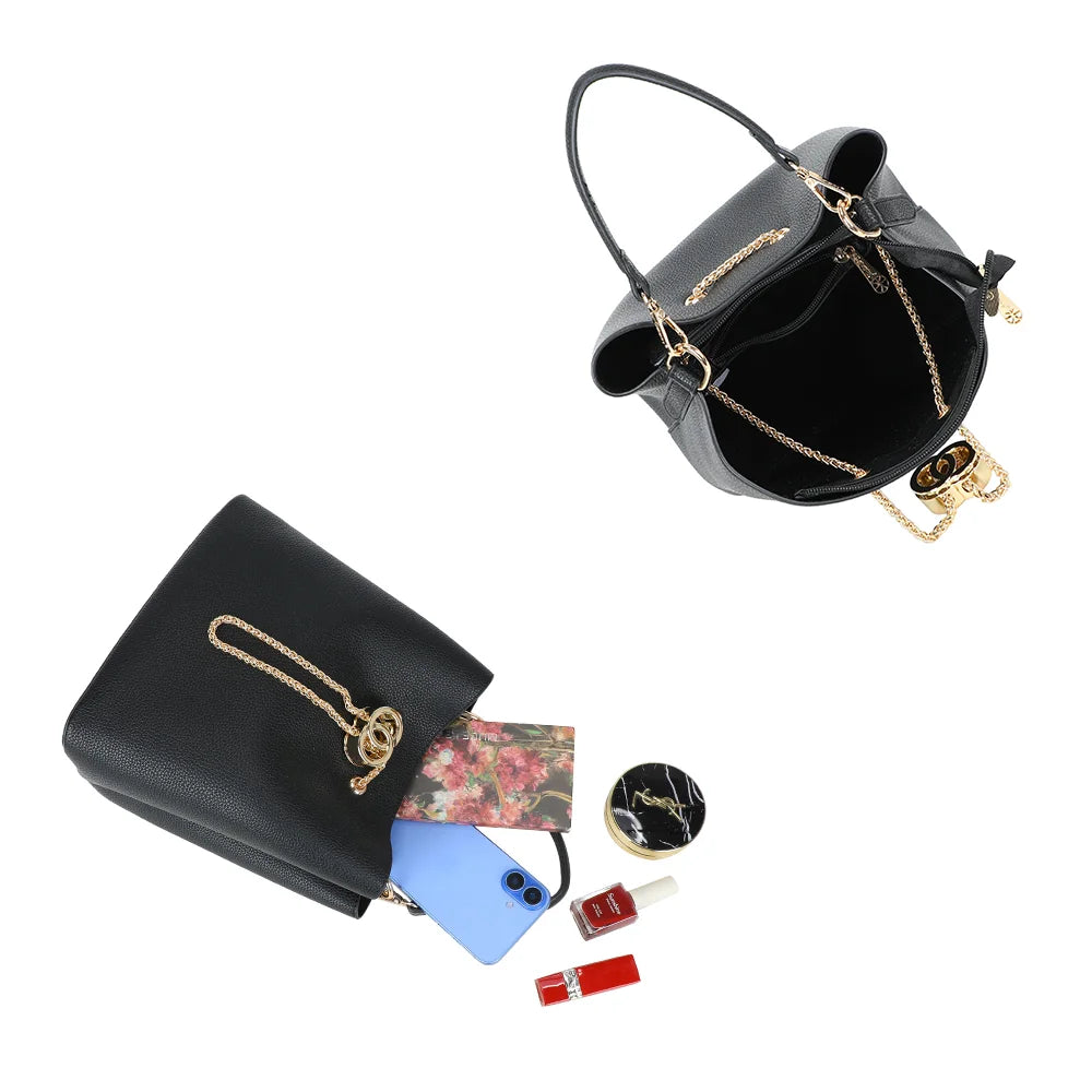 Intérieur du Le Régent noir : compartiment spacieux et poches pour téléphone, clés et essentiels – réf. G-7505-1