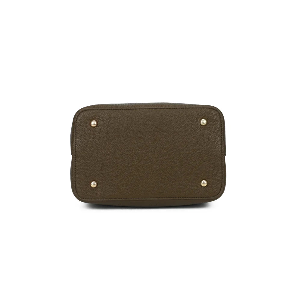 Dessous du Le Régent vert foncé avec quatre pieds métalliques qui protègent la base une fois posé – réf. G-7505-1