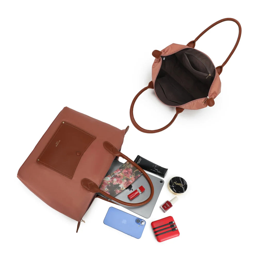 Intérieur du Roseau rose foncé : grand compartiment zippé et poche intérieure zippée, tablette comprise – réf. Z-02-1