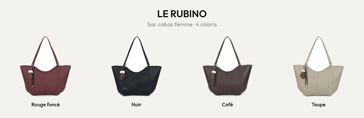 Sac cabas femme Le Rubino en 4 coloris : bordeaux, noir, coffee et taupe – Gallantry Paris – réf. KJ-62099