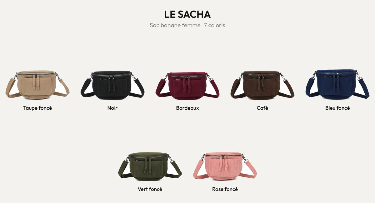 Sac banane femme Le Sacha effet velours côtelé en 7 coloris – Gallantry Paris – réf. Z-83047-7