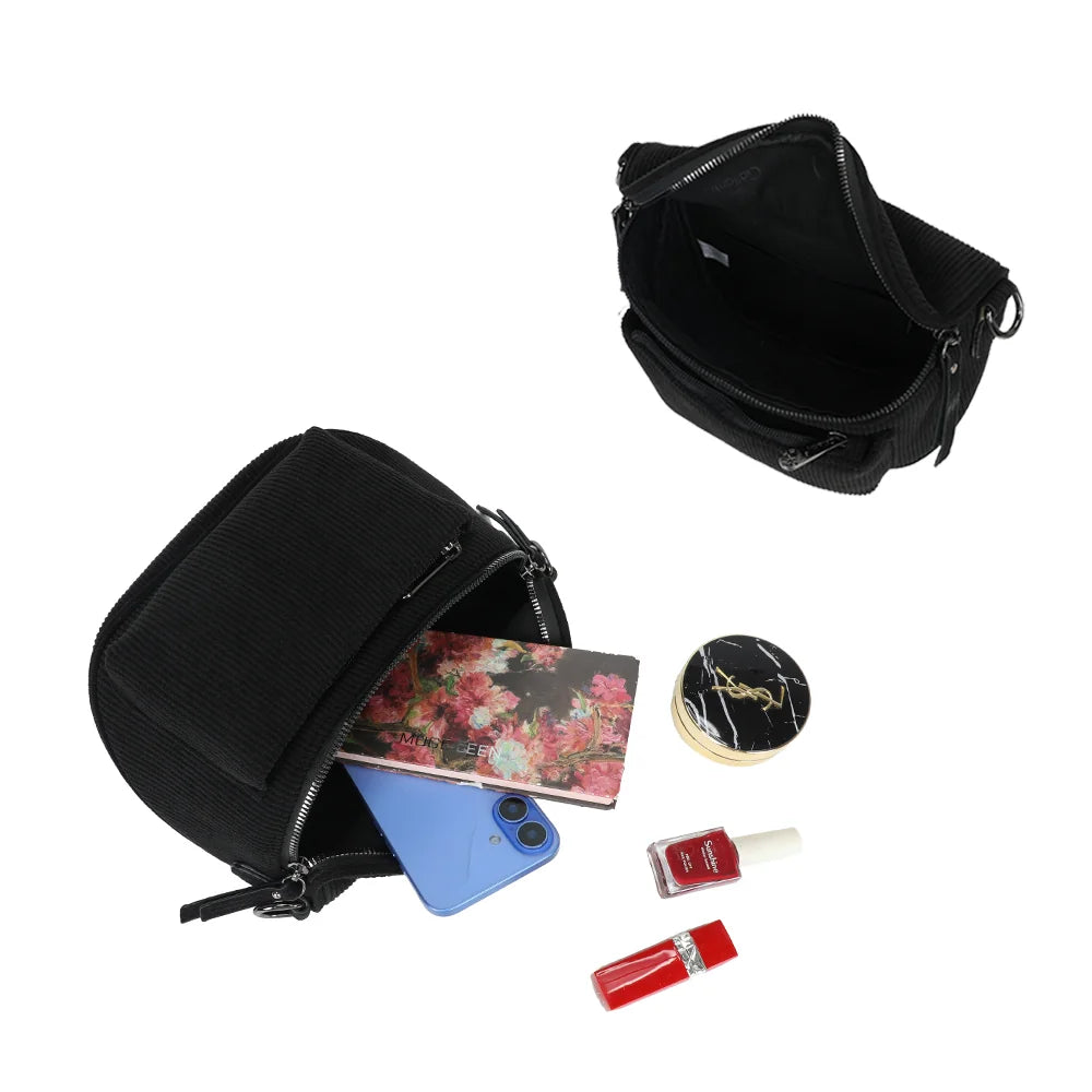 Intérieur de Le Sacha noir : compartiment zippé et poche plaquée pour les essentiels – réf. Z-83047-7