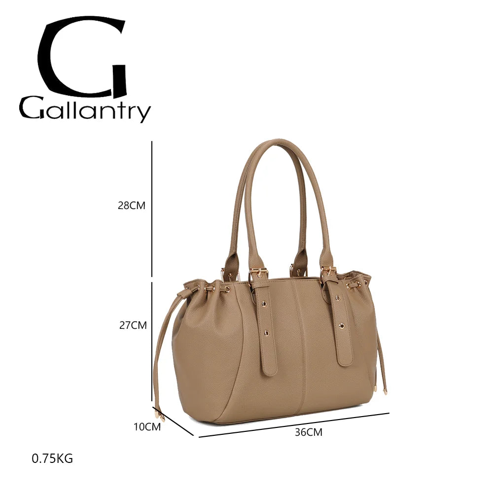 Dimensions du Saint-Honoré taupe foncé : 36 × 10 × 27 cm, anses de 28 cm de hauteur de portée – réf. R-62080-5-AIR