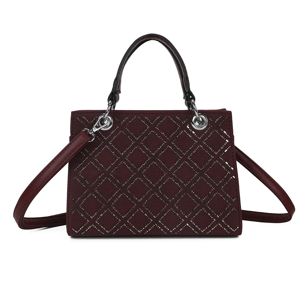 Dos du sac Le Sélène bordeaux, motif géométrique en losanges rehaussé de détails métallisés – réf. C-0169-9