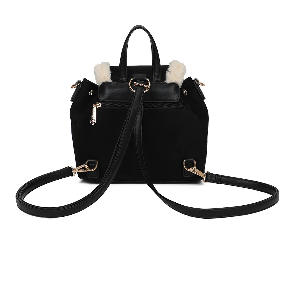 Dos du sac Le Sherpa noir, avec sa poignée supérieure et les attaches de la bandoulière – réf. A-9174