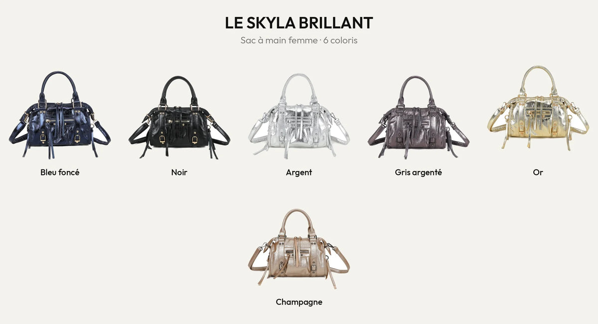 Le Skyla Brillant, sac à main femme métallisé en 6 coloris – Gallantry Paris – réf. Z-1979-A