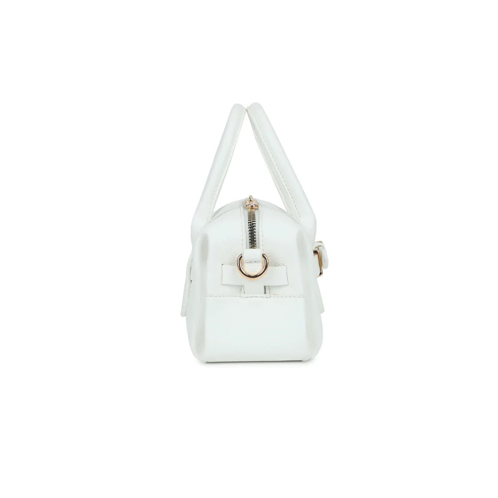 Profil du Le Soft Glam blanc : anneau doré latéral pour accrocher la bandoulière amovible – réf. R-2064-1
