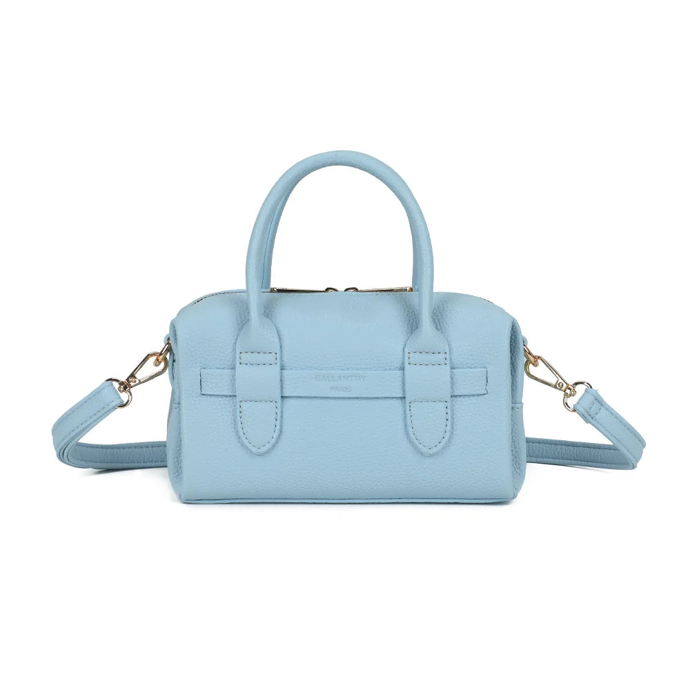Dos du Le Soft Glam bleu clair, lignes arrondies et simili cuir grainé à l’aspect doux – réf. R-2064-1