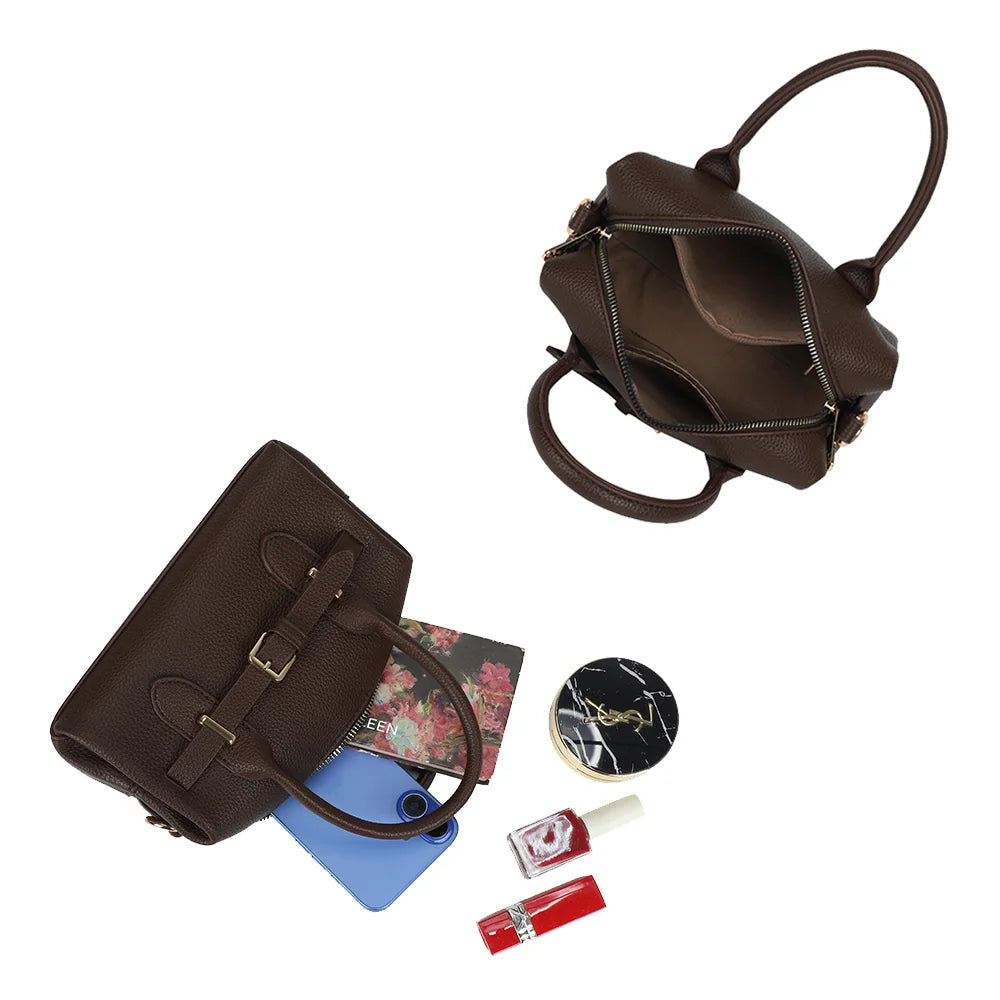 Intérieur du Le Soft Glam café : compartiment zippé pour téléphone, poudrier et rouge à lèvres – réf. R-2064-1